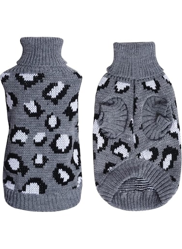 Miayon Cat Sweater Leopard Knitted Clothes for Cat Winter Warm Sleeveless Sweater for Small Dogs or Cat (Medium)