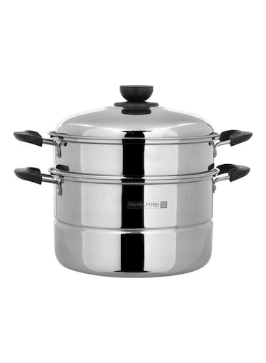 Double Layer Stainless Steel Steamer Silver 7.3Liters