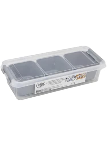 Cleany Genie Cleaning Superstore Hobby Life Grand 3 Compartments Storage Box with 3 Bowls, 1.2L