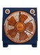 - 12 Inch Box Fan 3 Speed Function, Safety Grill, 5 Piece Thick Blades, Safety Grill, 40 Watts, 2 Years Warranty,  Blue and Copper - CK2036
