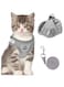 Mumoo Bear Cat Vest Harness and Small Dog for Walking, All Weather Mesh Harness, with Reflective Strap, Size M (Grey)