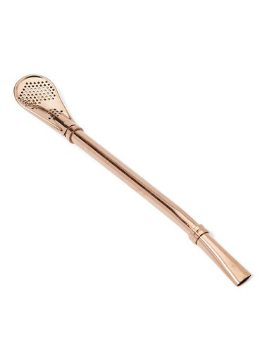 Steel Filter Straw Spoon Rose Gold 17.7x2cm