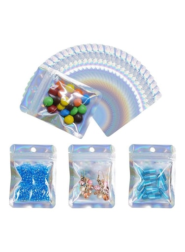 50-Piece Resealable Foil Pouch Set Clear/Silver/Blue 3x4inch