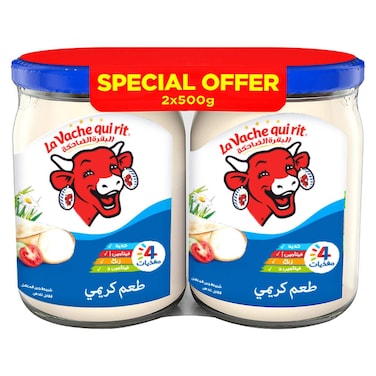 La Vache qui rit Cream Cheese Jar, Rich in Calcium, Vitamin A &amp; D, 500g Pack of 2