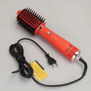 PrecisionWare Enzo EN-6214 Round Hair Dryer Brush, 4-In-1 Styling Tool With Ionic Technology, 1500W Power, Hair Dryer, Straightener, Volumizer, And Blowout Brush - Intl Version - Orange