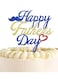 Father's Day Cake Topper, Blue Gold with Red Heart, Baking Decoration Cupcakes Muffins Sweet Treats Tableware Party Supplies, Surprise Present for Best Dad, Gift Idea for Daddy