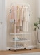 2-in 1 Garment Rack with Wheel and Side Hooks,Clothing Storage Organizer with Bottom Storage,Multi-Functional Coat Rack Storage for Bedroom Laundry ,Small Place ,Entryway &iuml;&frac14;&circ;White&iuml;&frac14;&permil;