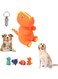 PETSARY Dinosaur Squeaky Latex Toy With 1 pcs Free ID TAG - Interactive Sound Dino Shape Toy - Palatable Bite Resistant Relieve Anxiety Toy - Durable Chew Dog Toy (Orange Ceratopsian)