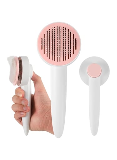 Cat Brush for Shedding, Cat Hair Brush for Indoor Cats, Pet Grooming Brush with Release Button, Self Cleaning Brush for Dogs Small Medium Large Breeds, with Massage Brush Teeth