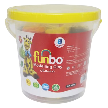 Funbo Modelling Clay in Tub 8 Colours, 400g