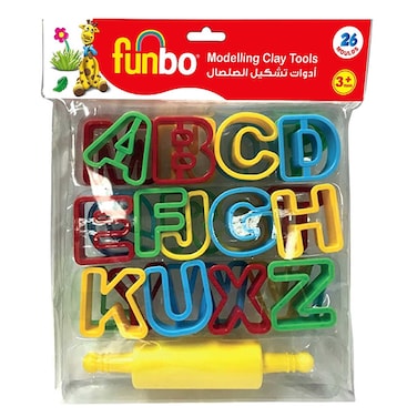 Funbo Modelling Clay Tools Alphabetic Letter, 26 PCS with Roller