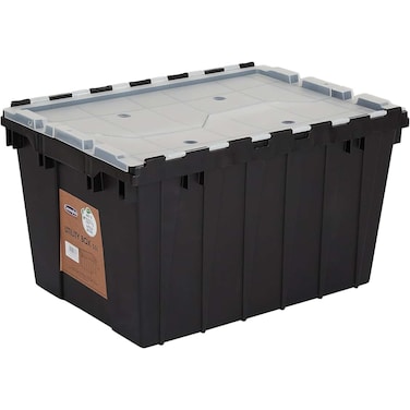 Cosmoplast Utility Storage Box With Lid Black And White 55L