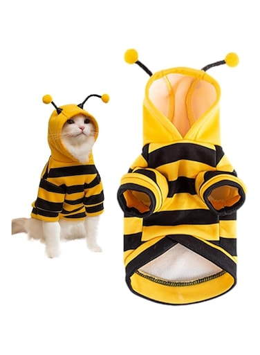 TERRIFI Dog Bee Costume, Dog Hoodies Bee Costume, Warm Clothes Puppy Cute Hooded Coat, for Holiday Cosplay, Outfits for Cat and Small Dogs, XL (Recommended 6-7kg)