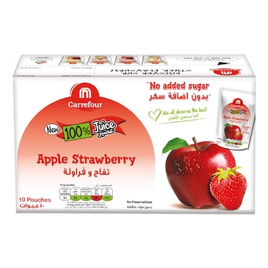 Carrefour Apple Strawberry Juice, 200ml Pack of 10