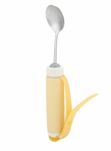 Flexible Stainless Steel Fork, Parkinsons Utensils, Aids for Disabled Patient Elder Arthritis People Handicapped, Adjustable Silicone Strap 361 Degree Rotatable Dining Utensils Eating Aids (Spoon)