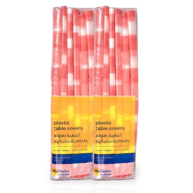 MyChoice Plastic Table Covers Pink/White 1x1m
