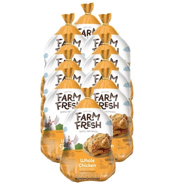 فارم فريش دجاج كامل مجمد 1.2 كغ حزمة من 10