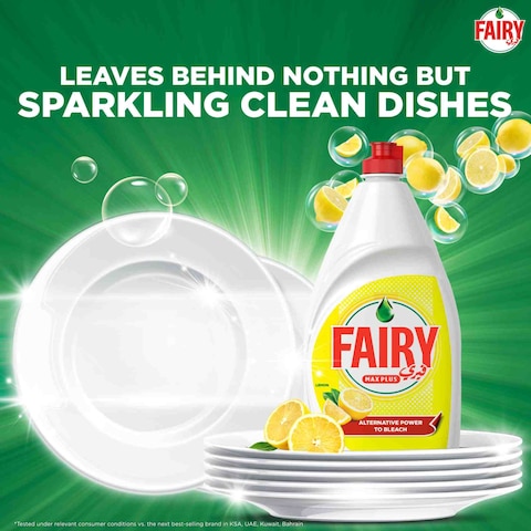 Fairy Max Plus Lemon Dishwashing Liquid with Bleach Alternative Power 1.25L