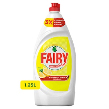 Fairy Max Plus Lemon Dishwashing Liquid with Bleach Alternative Power 1.25L
