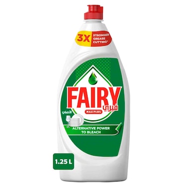 Fairy Max Plus Fruity Green Dishwashing Liquid Soap With Alternative Power To Bleach 1.25L