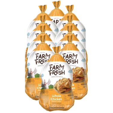فارم فريش دجاج كامل مجمد 1 كغ حزمة من 10