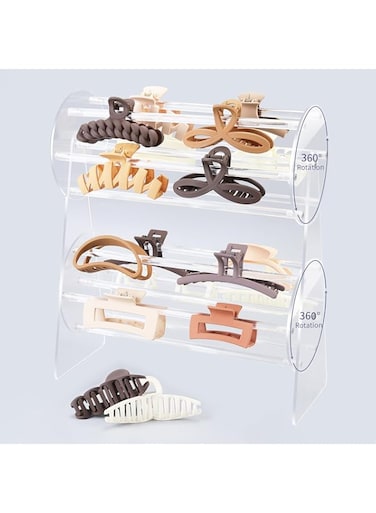 SNOWSTAR Acrylic Claw Clip Organizer Holder,360-Degree Rotating Claw Clip Holder and Storage,Hair Clip Organizer Display Clear Stand for Women and Girls