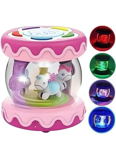 Fitto Baby Musical Toy Mechanical Horse Ride with Music and Lights For Babies and Toddlers, Pink