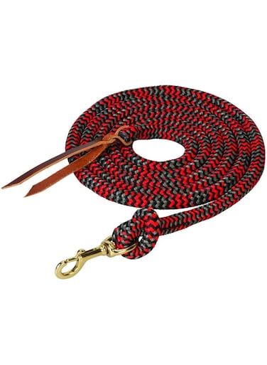 Weaver Leather Poly Cowboy Lead with Snap, 5/8" x 10',Black/Red/Gray