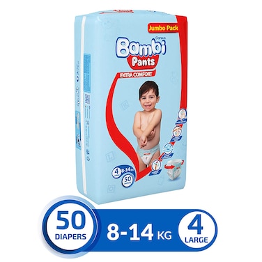 Sanita Bambi Pants&nbsp; Jumbo Pack, Size 4, Large 8-14 KG, 50 Count