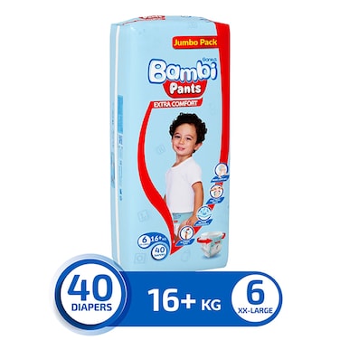 Sanita Bambi Diaper Pants Double Extra Large Size 6 16kg+ Jumbo Pack 40 Pants