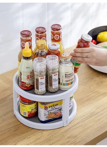 2-Layered Rotating Kitchen Spice Storage Rack ﻿