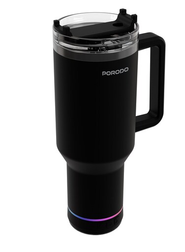 Portable Tumbler with Bluetooth Speaker / 1.2 Capacity / Dual-Function / 300mAh Battery Capacity / 304 Stainless Steel Material / Type-C Charging Interface - Black