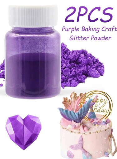 Pcs Purple Metallic Baking Craft Glitter Powder Cake Topper Decoration for DIY Cupcakes Cookies Dessert Garnish Parties Weddings Festive Celebrations,Sparkling Shimmery Dust for Creative Baking,All 20g