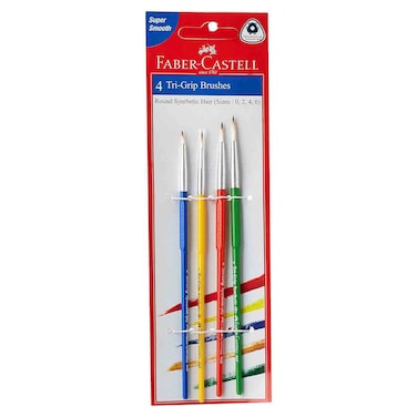 Faber-Castell Synthetic Hair Paint Brushes Round Set, 4 PCS