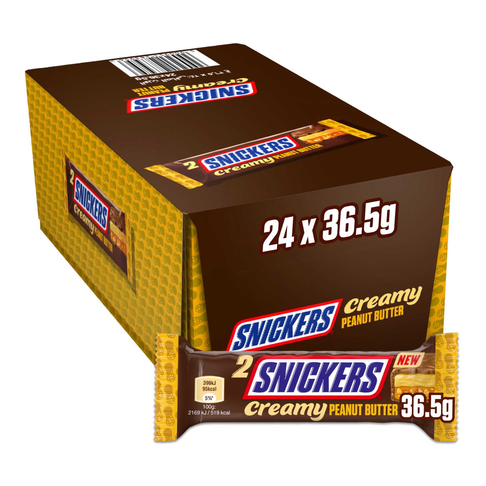 Buy Snickers Chocolate Creamy Peanut Butter, Pack of 24x 36.5g Online ...