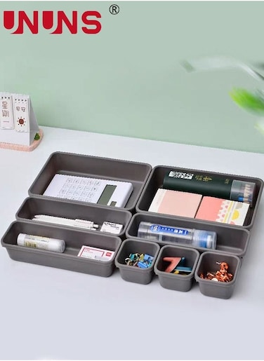 Desk Drawer Organizer,8-Piece Interlocking Drawer Organizers Storage Bins Container For Kitchen Utensils Bathroom,Makeup,Jewelries,Medicine