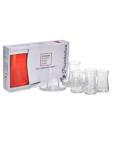 12-Piece Heybeli Tea &amp; Saucer Set, 6 Cups &amp; 6 Saucers, 170 ml Clear 170ml