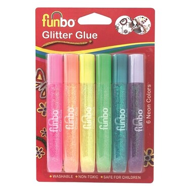 Funbo Neon Glitter Glue, 12.5g 6 PCS
