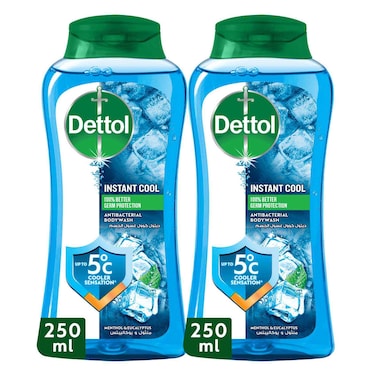 Dettol Cool Shower Gel &amp; Body Wash, Menthol &amp; Eucalyptus Scent, 250ml Pack of 2