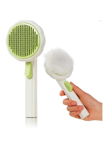 X spring Cat Brush with Release Button, Cat Grooming Brush with Durable ABS Material, Self Cleaning Cat Comb Hair Brush for Indoor Cats, Cat Brush for Shedding, Pet Supplies Hair Remover Tool