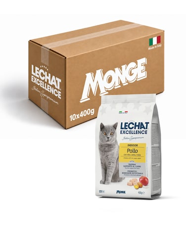 LeChat Excellence Indoor Cat Dry Food with Chicken, 10x400g