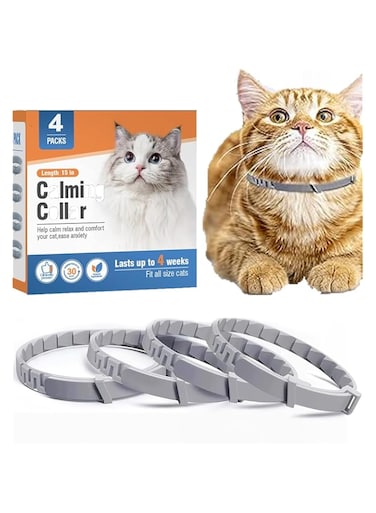 Calming Collar for Cats, Pheromone Collar for Cats Efficient Cat Anxiety Relief up to 60 Days, Cat Calming Treats, Cat Make Comfortable Relaxed (gray-4 Pack)