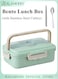 Kids Bento Lunch Box with Stainless Steel Cutlery 3 Compartment Wheat Straw Meal Prep Food Storage Containers Microwave and Dishwasher Safe