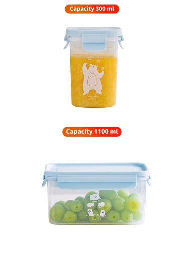 2pcs Sealed Food Crisper Boxes with Locking Lids, Reusable Plastic Food Storage Containers, Stackable Kitchen Organizer Boxes, Microwave, Refrigerator and Dishwasher Safe
