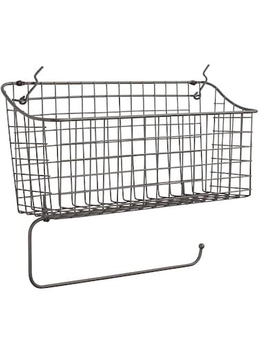 Spectrum Diversified Pegboard/Wall Mount Basket and Paper Towel Holder, 15 in (w, Industrial Gray