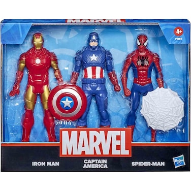 Marvel Hasbro Marvel Action Figure  6-inch Toy 3-Pack Iron Man Figures Spider-Man Captain America Ages 4 and Up