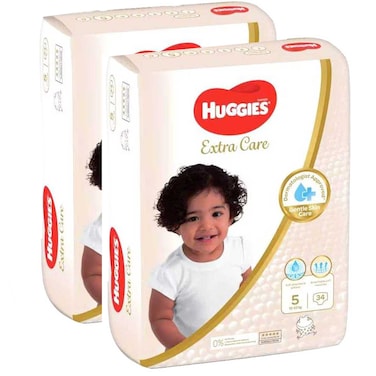 Huggies Extra Care Diapers Size 5 12-22kg 34 Diapers Pack of 2