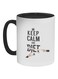 Keep Calm And Diet Printed Ceramic Coffee Mug Black/White/Beige 11ounce