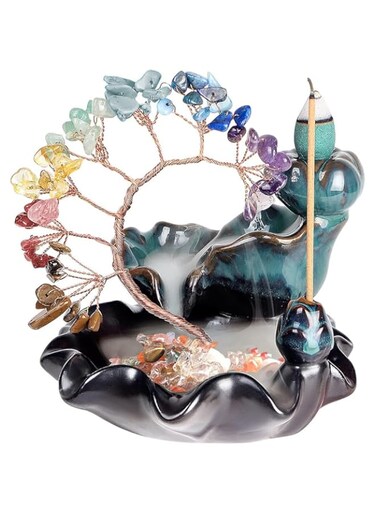 Exrp Incense Burner,Waterfall Burner, Crystal Tree Backflow Incense Holder，Ceramic Backflow Incense Holder, for Yoga Meditation and Home Decor