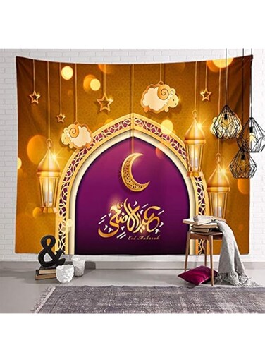 Quexoma Ramadan Decorations Islam Decor Eid Decoration Printed Background Wall Tapestry Cloth Ramadan Mubarak Kareem Home Decoration Ethnic Tapestry Wall Hanging (A)
